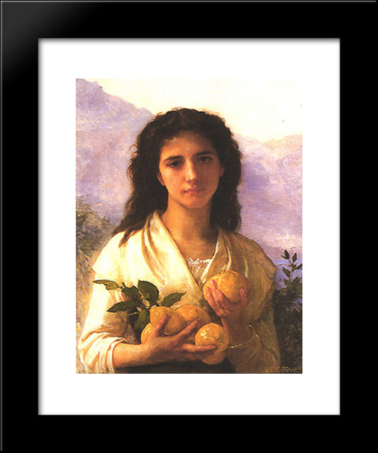 Girl Holding Lemons 20x24 Black Modern Wood Framed Art Print Poster by Bouguereau, William Adolphe