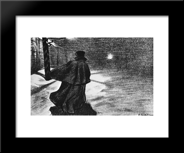 Akaky Akakiyevich Returned From The Party 20x24 Black Modern Wood Framed Art Print Poster by Kustodiev, Boris