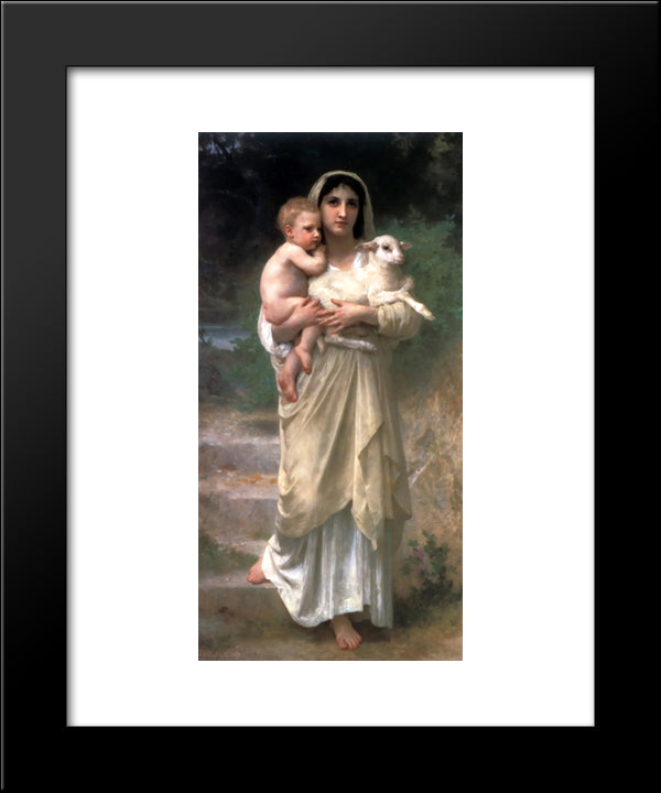 Lambs 20x24 Black Modern Wood Framed Art Print Poster by Bouguereau, William Adolphe