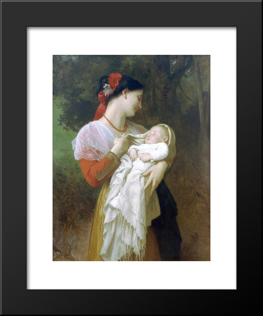 Maternal Admiration 20x24 Black Modern Wood Framed Art Print Poster by Bouguereau, William Adolphe