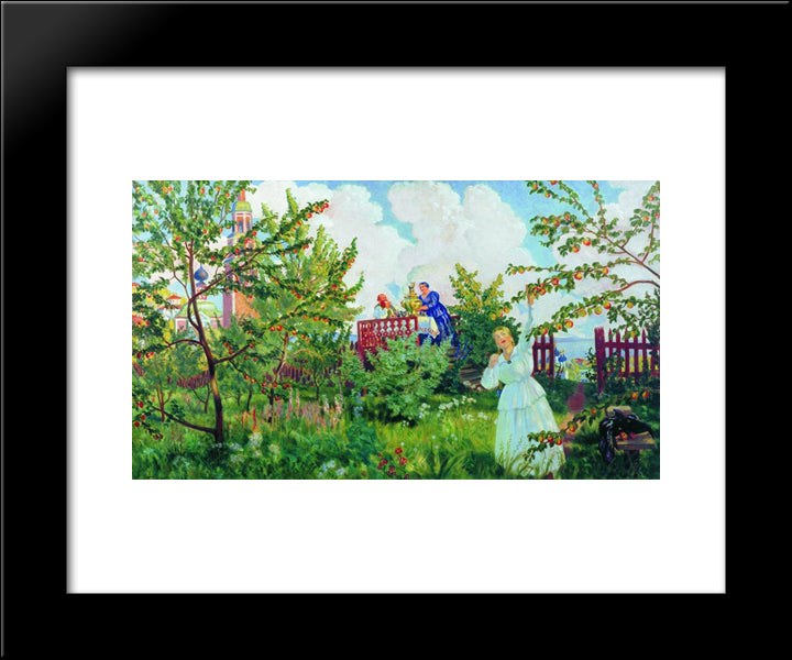 Apple Orchard 20x24 Black Modern Wood Framed Art Print Poster by Kustodiev, Boris