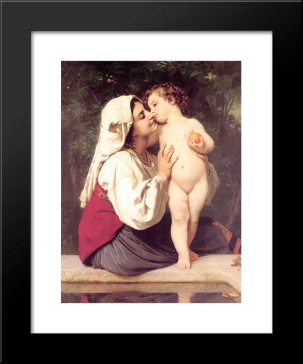 The Kiss 20x24 Black Modern Wood Framed Art Print Poster by Bouguereau, William Adolphe
