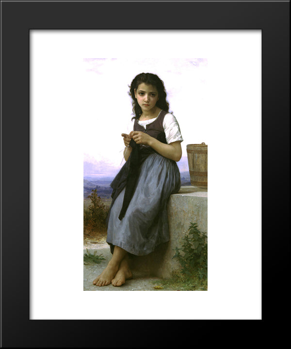 The Knitter 20x24 Black Modern Wood Framed Art Print Poster by Bouguereau, William Adolphe