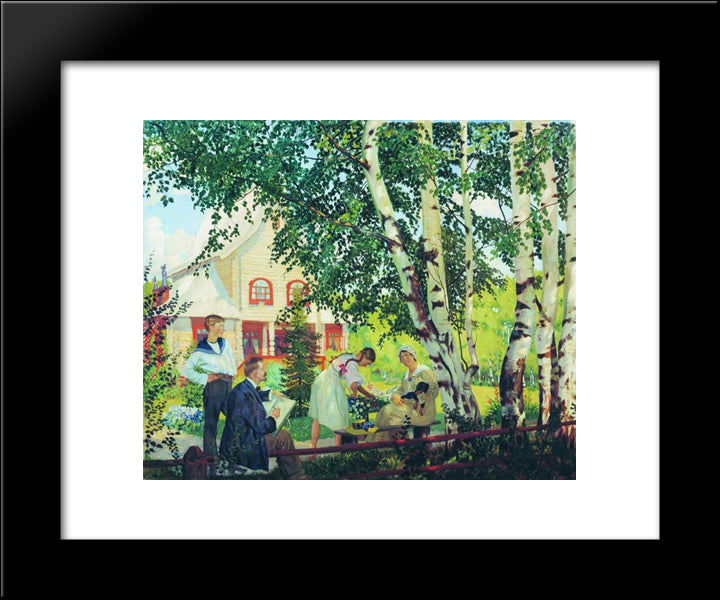 At Home 20x24 Black Modern Wood Framed Art Print Poster by Kustodiev, Boris