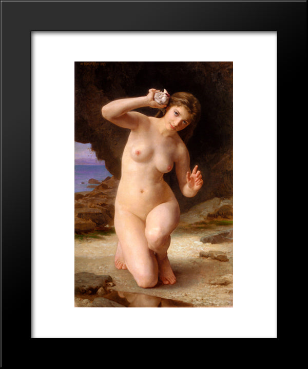 Woman With Shell 20x24 Black Modern Wood Framed Art Print Poster by Bouguereau, William Adolphe