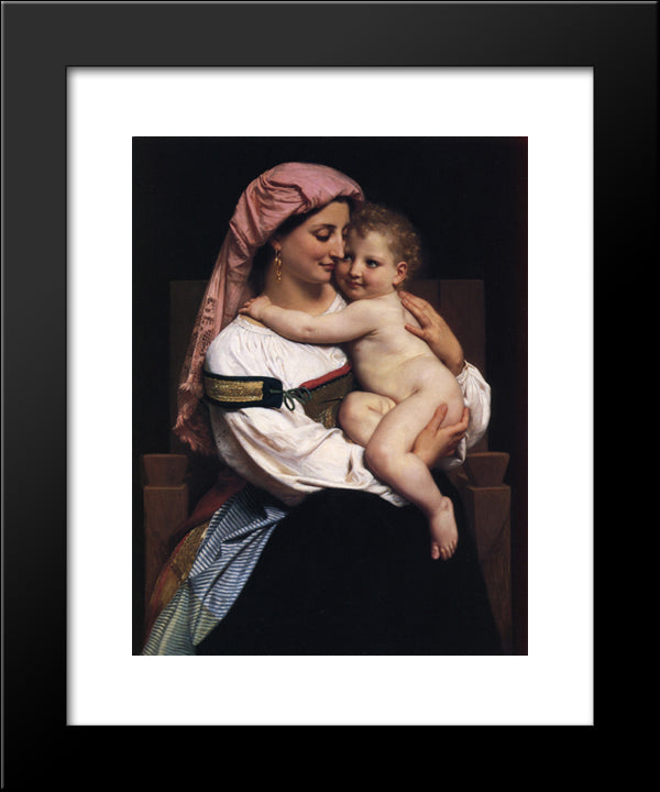 Woman Of Cervara And Her Child 20x24 Black Modern Wood Framed Art Print Poster by Bouguereau, William Adolphe
