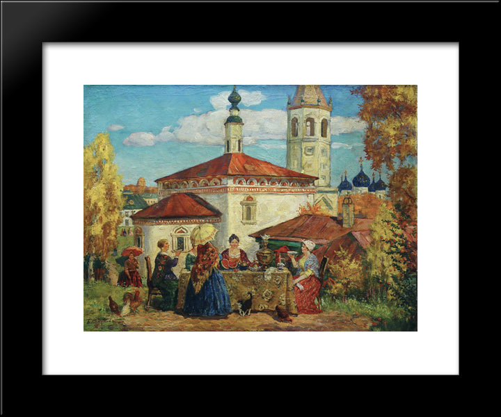 At The Old Suzdal 20x24 Black Modern Wood Framed Art Print Poster by Kustodiev, Boris