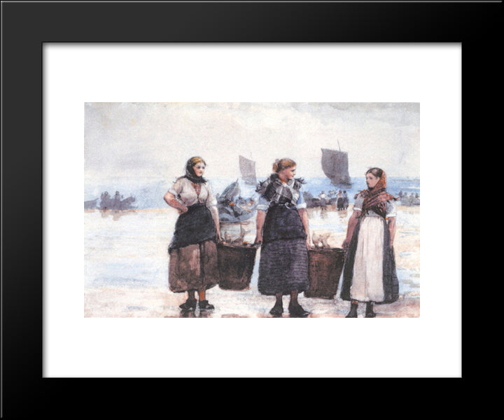 Fisherwomen, Cullercoats 20x24 Black Modern Wood Framed Art Print Poster by Homer, Winslow