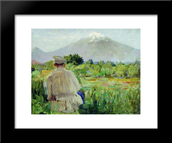 At The Sketches (At The Foothills) 20x24 Black Modern Wood Framed Art Print Poster by Kustodiev, Boris