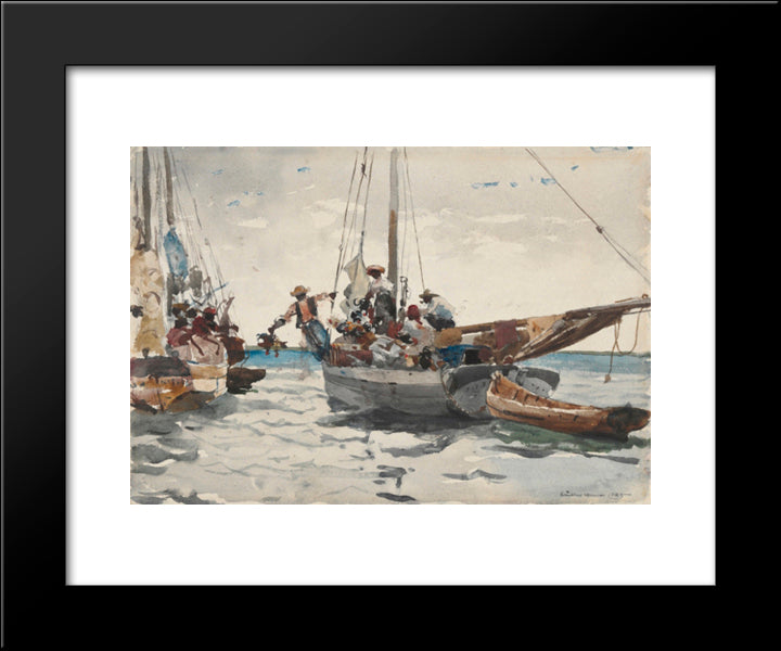 Market Scene, Nassau 20x24 Black Modern Wood Framed Art Print Poster by Homer, Winslow