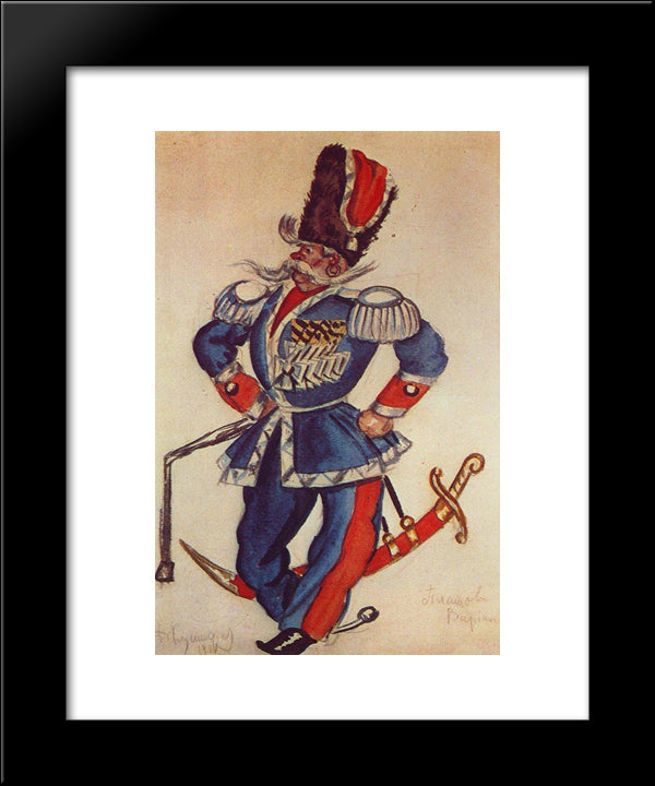 Ataman Platov 20x24 Black Modern Wood Framed Art Print Poster by Kustodiev, Boris