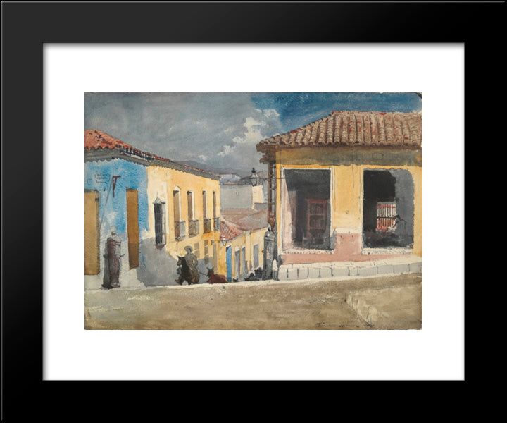 Santiago De Cuba, Street Scene 20x24 Black Modern Wood Framed Art Print Poster by Homer, Winslow
