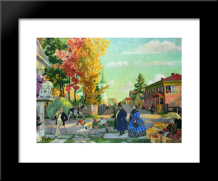 Autumn Festivities 20x24 Black Modern Wood Framed Art Print Poster by Kustodiev, Boris