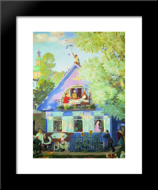 Blue House 20x24 Black Modern Wood Framed Art Print Poster by Kustodiev, Boris