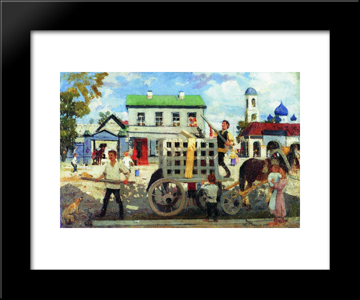 Catching Of Homeless Dogs 20x24 Black Modern Wood Framed Art Print Poster by Kustodiev, Boris