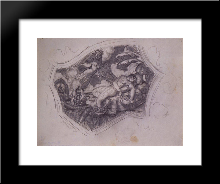 Composition With Three Female Figures 20x24 Black Modern Wood Framed Art Print Poster by Kustodiev, Boris