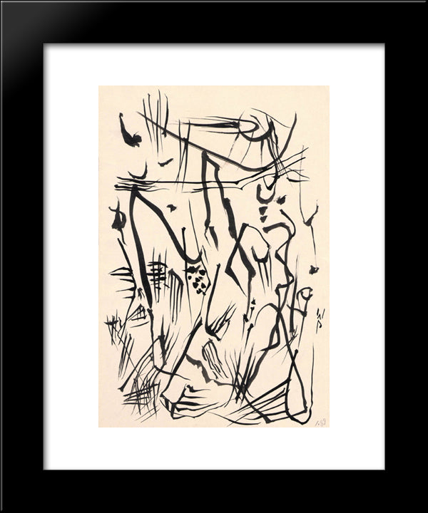 Untitled (Automatic Drawing) 20x24 Black Modern Wood Framed Art Print Poster by Paalen, Wolfgang