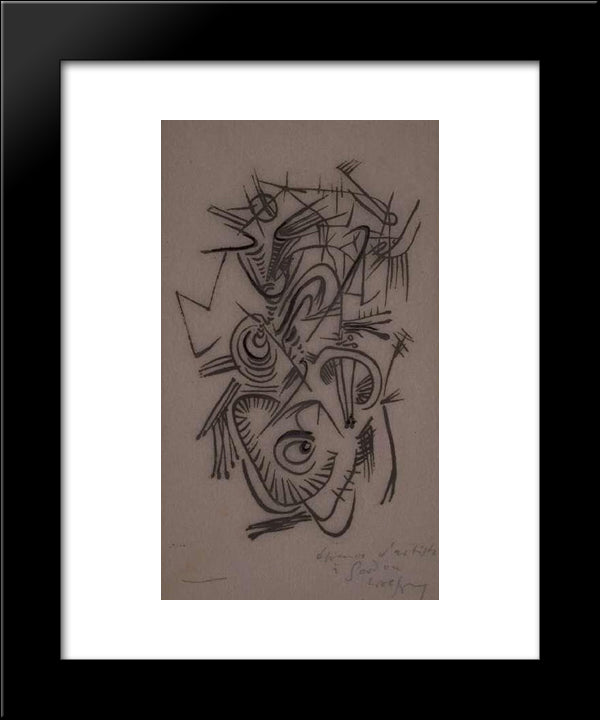 Untitled 1 20x24 Black Modern Wood Framed Art Print Poster by Paalen, Wolfgang