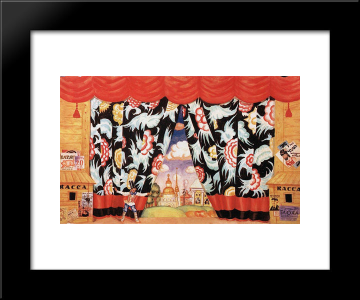 Curtain 20x24 Black Modern Wood Framed Art Print Poster by Kustodiev, Boris