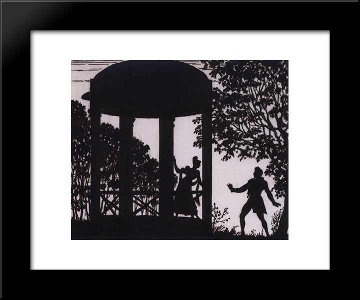 Date Of Vladimir And Masha In The Garden 20x24 Black Modern Wood Framed Art Print Poster by Kustodiev, Boris