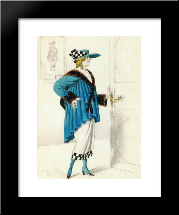 Designs Of Female Costume 20x24 Black Modern Wood Framed Art Print Poster by Kustodiev, Boris