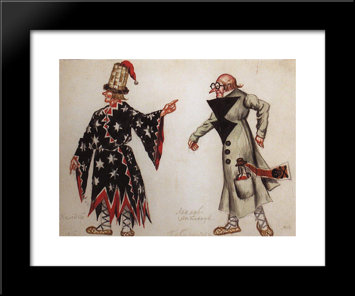 Doctor-Pharmacist And A Second Khaldei 20x24 Black Modern Wood Framed Art Print Poster by Kustodiev, Boris