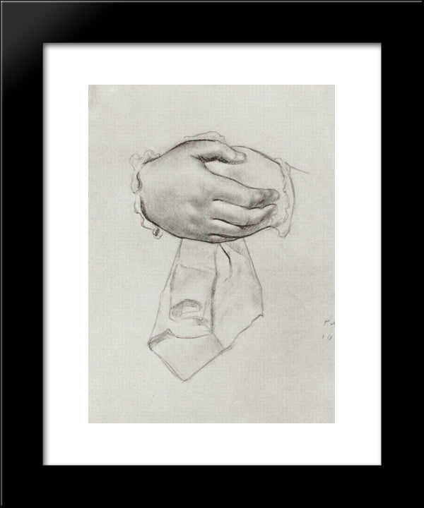 Drawing Hand To The Picture Merchant'S Wife 20x24 Black Modern Wood Framed Art Print Poster by Kustodiev, Boris