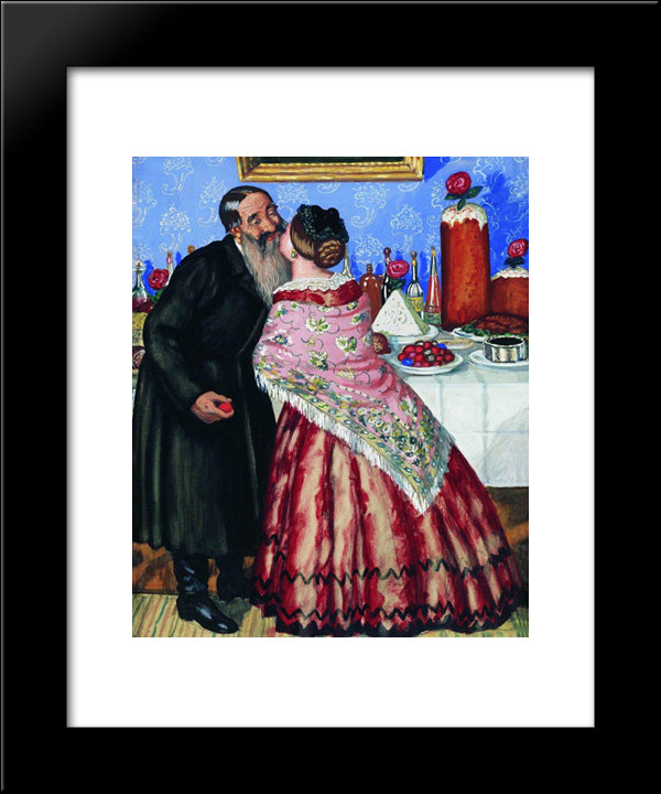 Easter Greeting 20x24 Black Modern Wood Framed Art Print Poster by Kustodiev, Boris