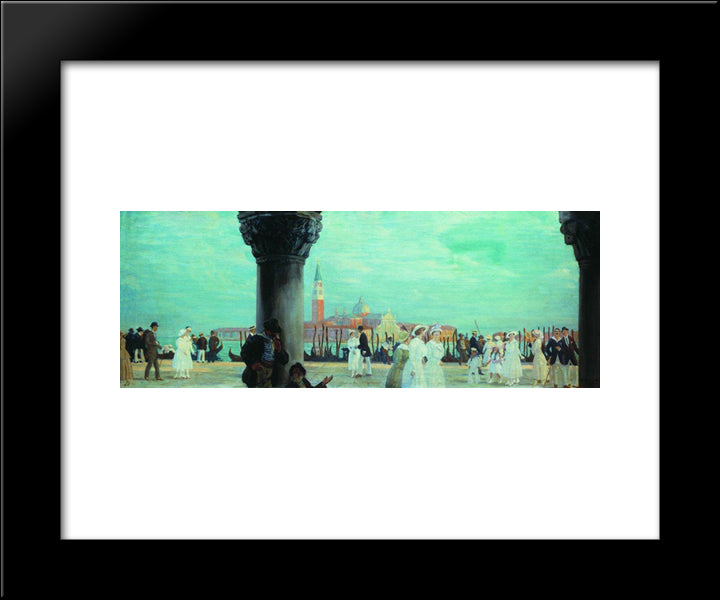 Embankment Of Venice 20x24 Black Modern Wood Framed Art Print Poster by Kustodiev, Boris