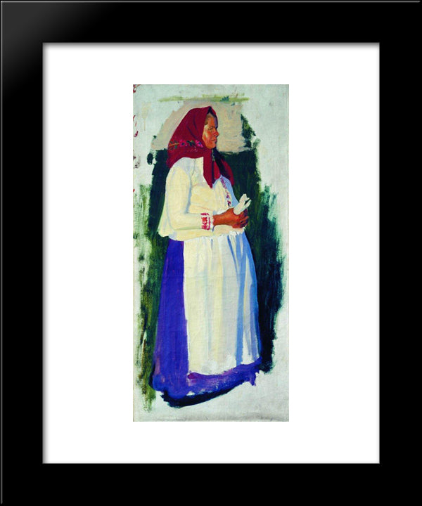 Etude Of Peasant For Unpreserved Picture From Church 20x24 Black Modern Wood Framed Art Print Poster by Kustodiev, Boris