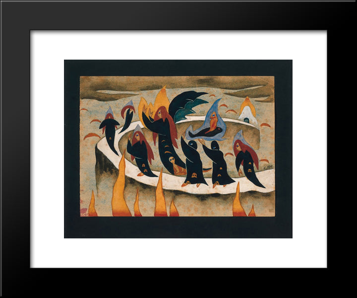 Entierro 20x24 Black Modern Wood Framed Art Print Poster by Solar, Xul