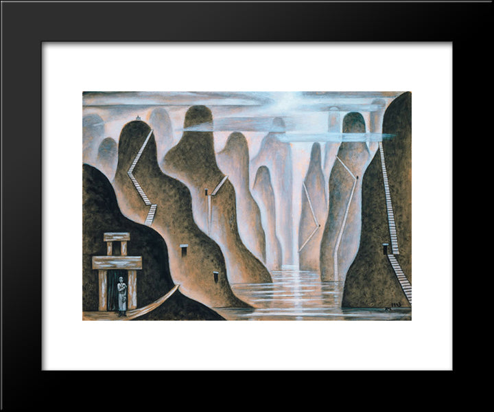 Fiordo 20x24 Black Modern Wood Framed Art Print Poster by Solar, Xul