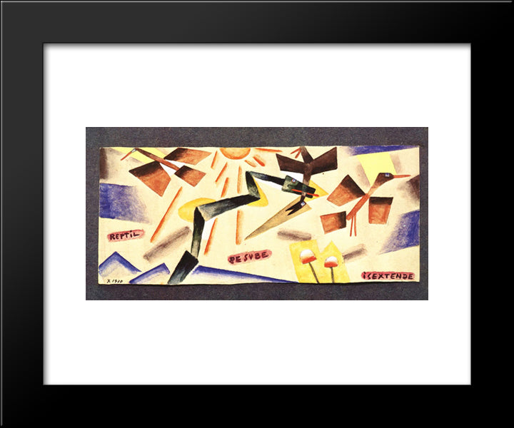 Reptil Que Sube 20x24 Black Modern Wood Framed Art Print Poster by Solar, Xul