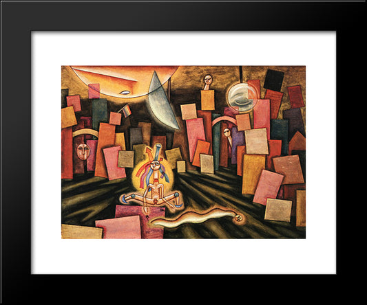 Un Yogu 20x24 Black Modern Wood Framed Art Print Poster by Solar, Xul