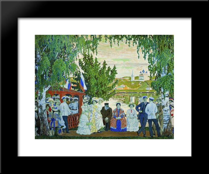 Festive Gathering 20x24 Black Modern Wood Framed Art Print Poster by Kustodiev, Boris