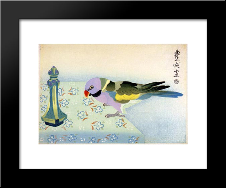 Parakeet On Table 20x24 Black Modern Wood Framed Art Print Poster by Toyonari, Yamamura