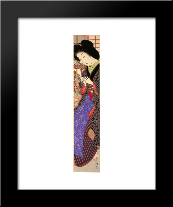 Typical Daughter Of Downtown Edo 20x24 Black Modern Wood Framed Art Print Poster by Toyonari, Yamamura