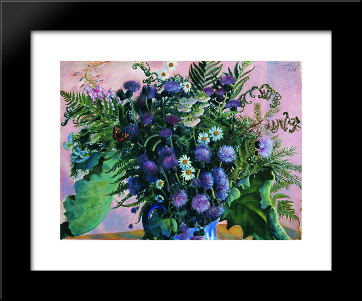 Finland Bouquet 20x24 Black Modern Wood Framed Art Print Poster by Kustodiev, Boris