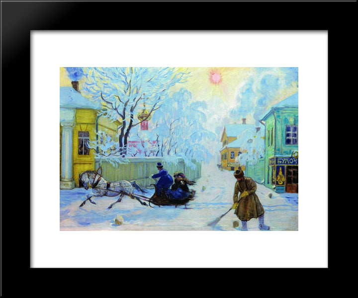 Frosty Morning 20x24 Black Modern Wood Framed Art Print Poster by Kustodiev, Boris