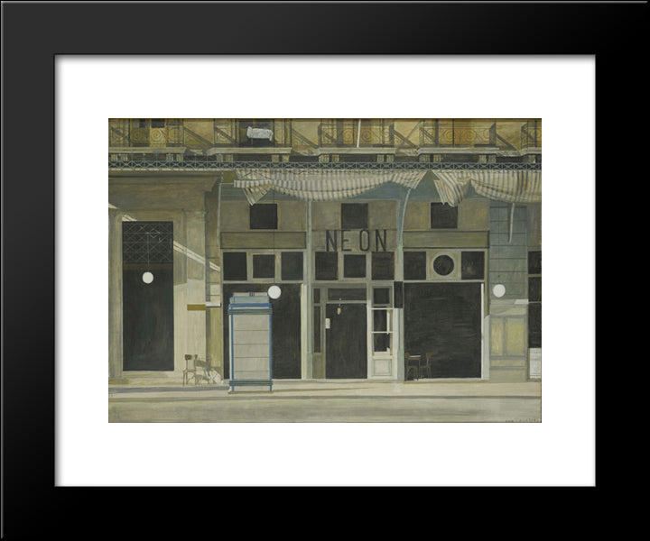 Cafe ''Neon'' At Day 20x24 Black Modern Wood Framed Art Print Poster by Tsaroychis, Yiannis