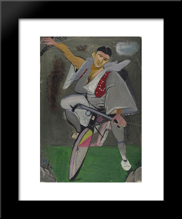 Cyclist With A Red Vest 20x24 Black Modern Wood Framed Art Print Poster by Tsaroychis, Yiannis