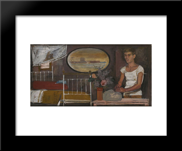 Departure With Oval Mirror 20x24 Black Modern Wood Framed Art Print Poster by Tsaroychis, Yiannis