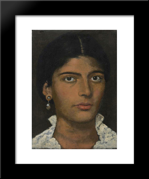 Despina With Lacy Shirt 20x24 Black Modern Wood Framed Art Print Poster by Tsaroychis, Yiannis