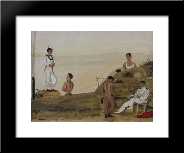 Little Beach 20x24 Black Modern Wood Framed Art Print Poster by Tsaroychis, Yiannis