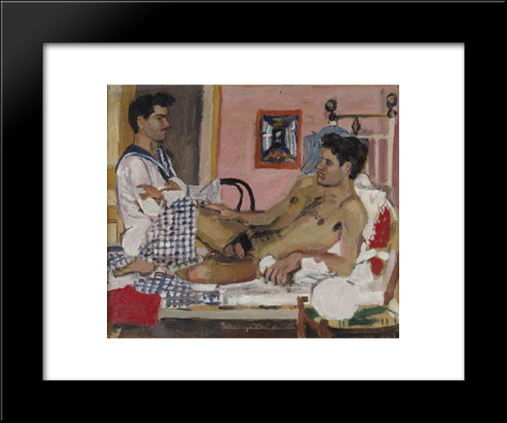 Mariner And Reclining Nude 20x24 Black Modern Wood Framed Art Print Poster by Tsaroychis, Yiannis