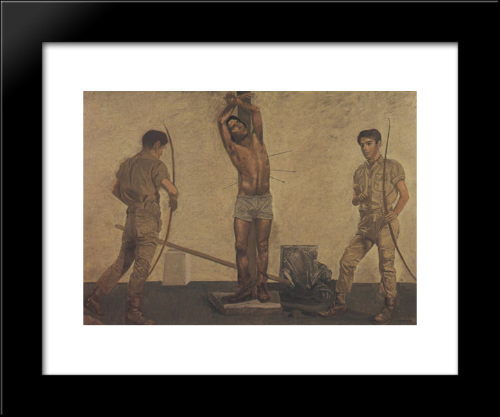 St Sebastian 20x24 Black Modern Wood Framed Art Print Poster by Tsaroychis, Yiannis