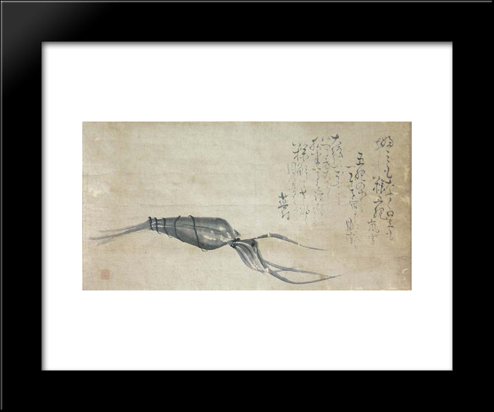 Chimaki By Matsumura Goshun (Painting) And Yosa Buson (Calligraphy) 20x24 Black Modern Wood Framed Art Print Poster by Buson, Yosa