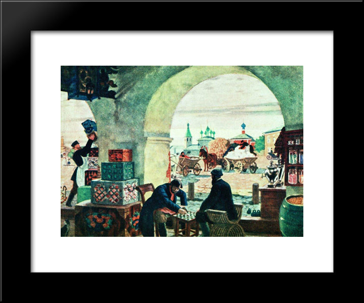 Gostiny Dvor (In A Merchant Shout) 20x24 Black Modern Wood Framed Art Print Poster by Kustodiev, Boris