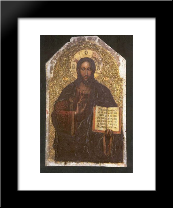Icon Of The Savior From The Maniava Hermitage Iconostasis1698 20x24 Black Modern Wood Framed Art Print Poster by Kondzelevych, Yov