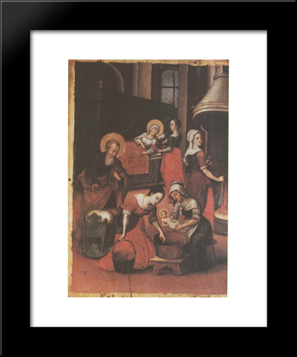 Icon The Nativity Of Virgin Mary (Fragment) 20x24 Black Modern Wood Framed Art Print Poster by Kondzelevych, Yov